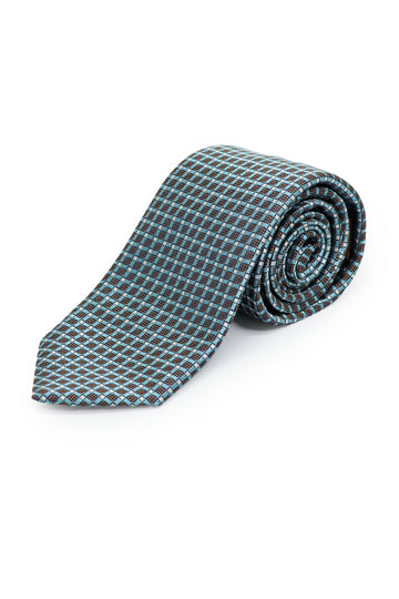 CANALI Blue & Brown Check Tie