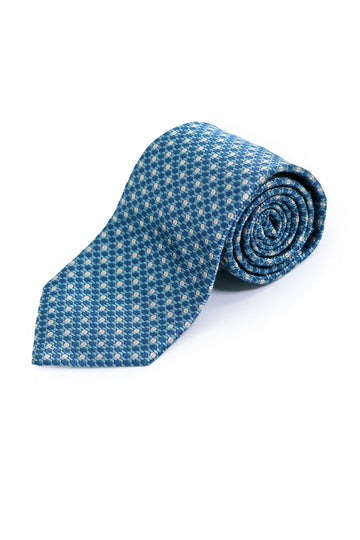 CANALI Blue & Silver Geometric Spotted Tie