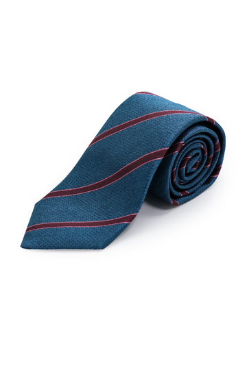 CANALI Teal & Maroon Diagonal Striped Tie