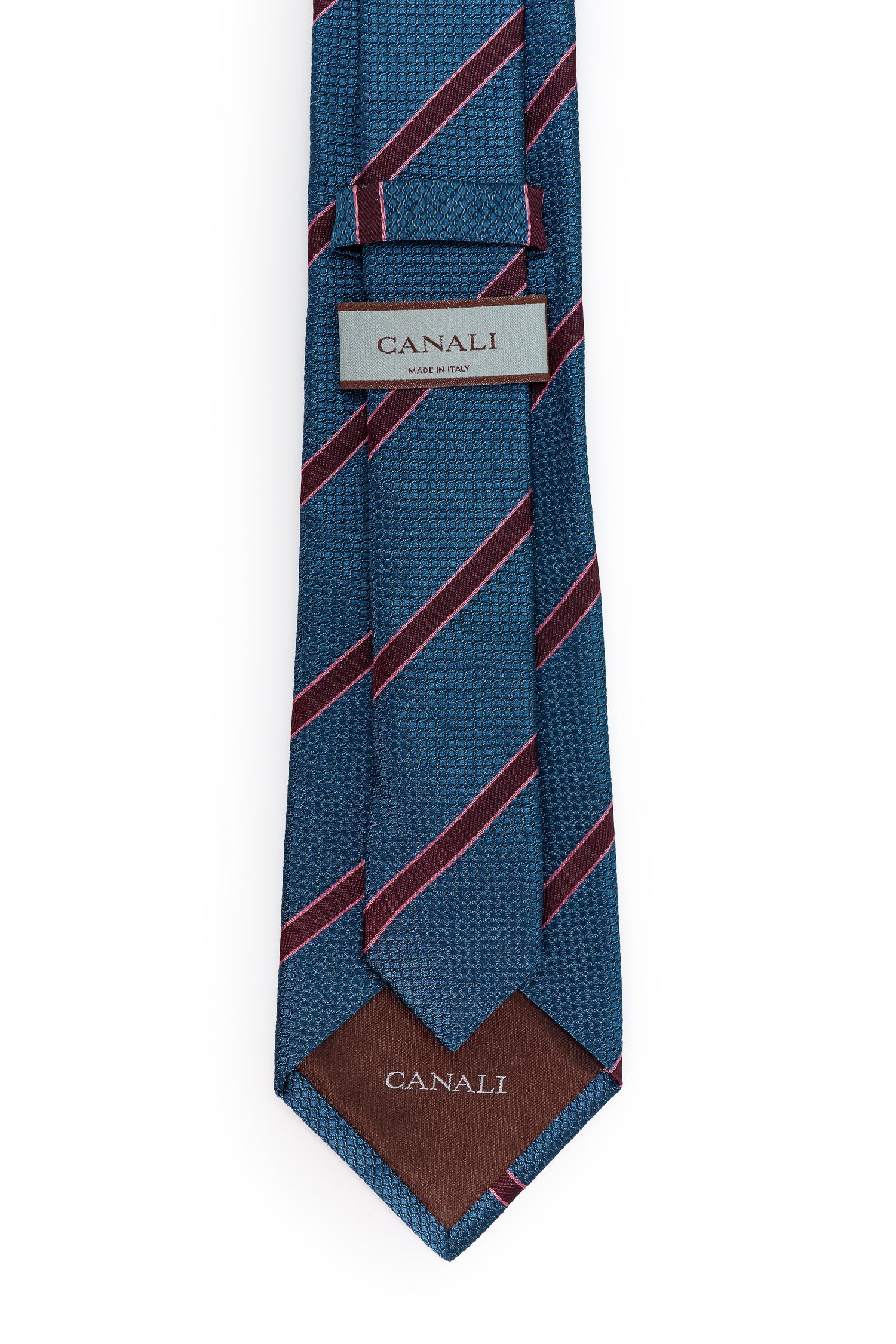 CANALI | Diagonal Striped Tie | Teal & Maroon