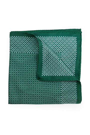 CANALI Green Micro-Check Pocket Square
