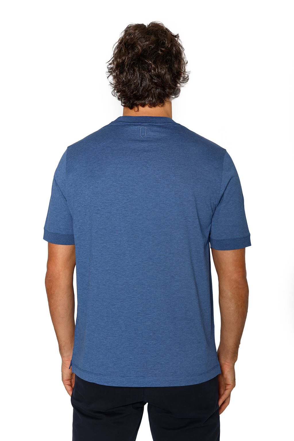 CANALI | Cotton & Silk Crew Neck T-Shirt | Mid-Blue