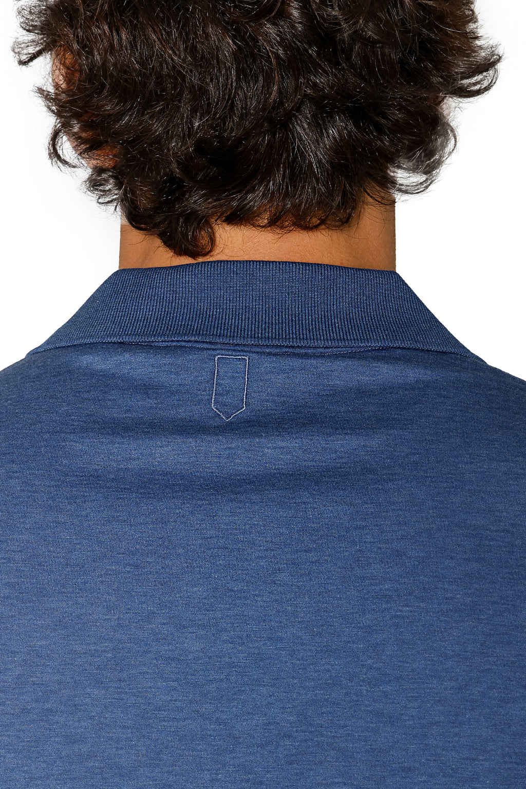CANALI | Cotton & Silk V-Neck Polo | Mid-Blue