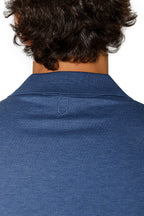 CANALI | Cotton & Silk V-Neck Polo | Mid-Blue