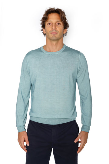 CANALI Sea Foam Exclusive Wool/Silk Crew Neck Knit