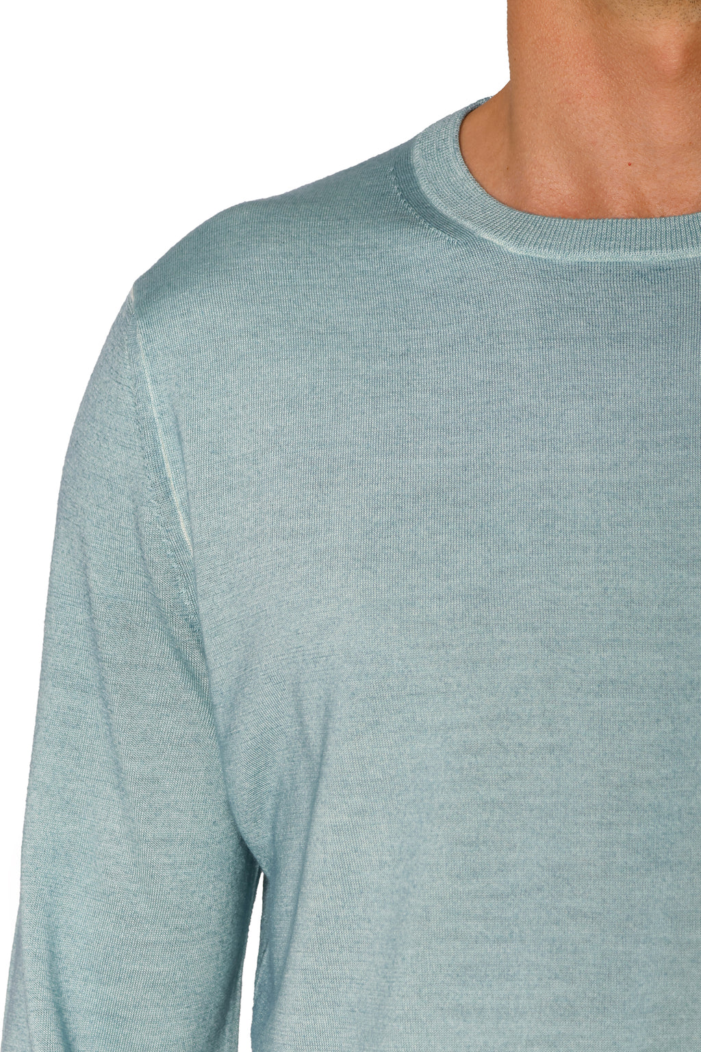 CANALI | Exclusive Wool-Silk Crew Neck Knit | Sea Foam
