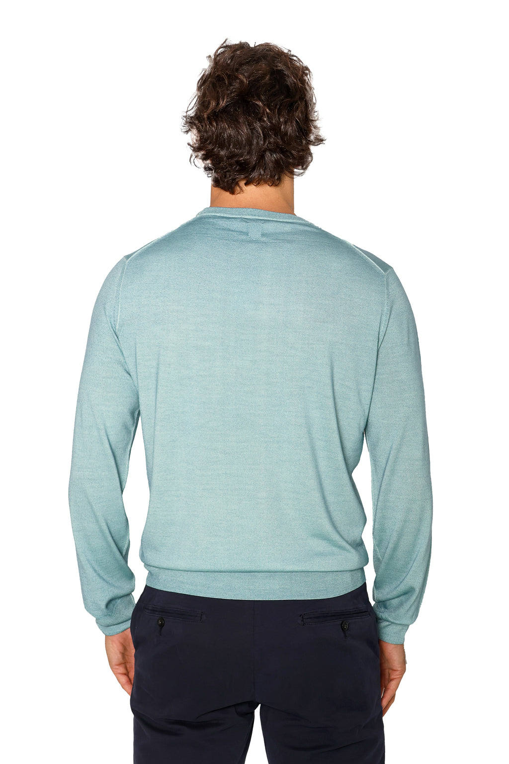 CANALI | Exclusive Wool-Silk Crew Neck Knit | Sea Foam