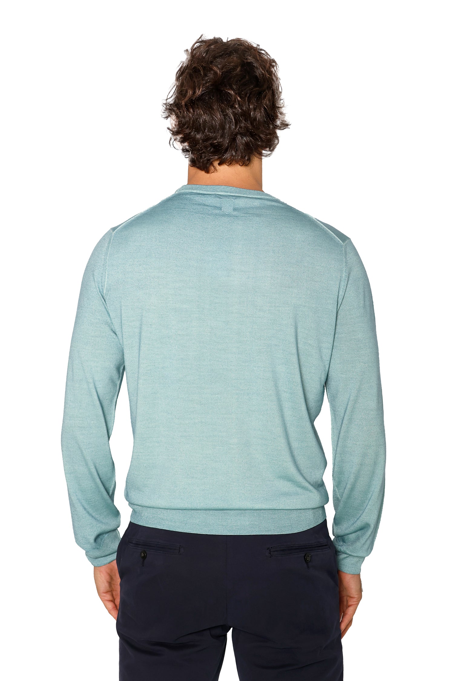 CANALI | Exclusive Wool-Silk Crew Neck Knit | Sea Foam