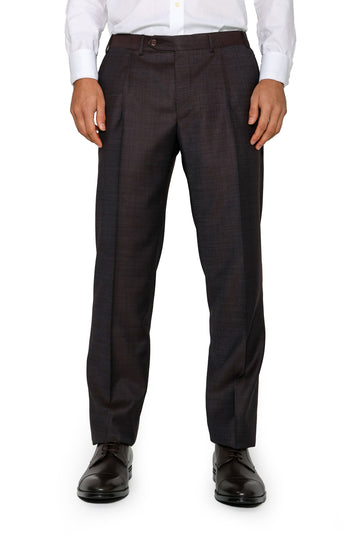 CANALI | Two-Tone 1 Pleat Trousers | Dark Brown