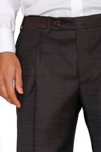 CANALI | Two-Tone 1 Pleat Trousers | Dark Brown