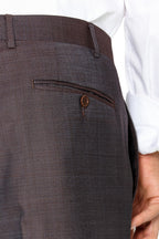 CANALI | Two-Tone 1 Pleat Trousers | Dark Brown