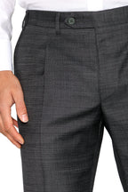 CANALI | Two-Tone 1 Pleat Trousers | Dark Grey
