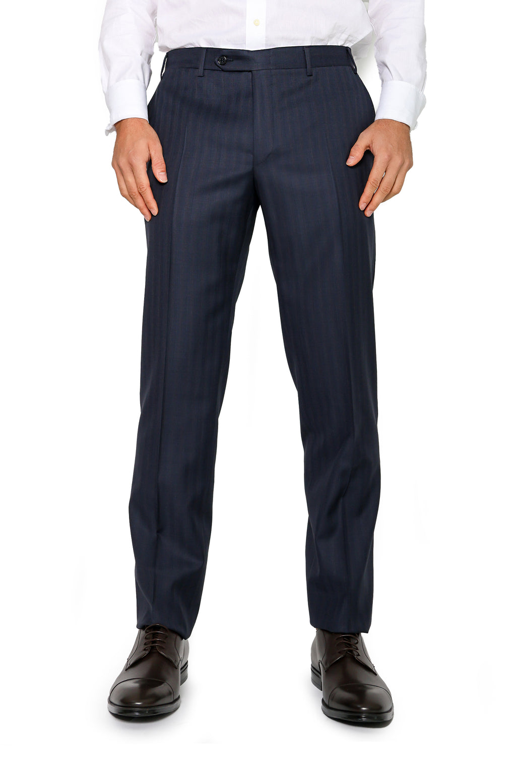 CANALI | Two-Tone Subtle Stripe Suit | Navy & Dark Brown