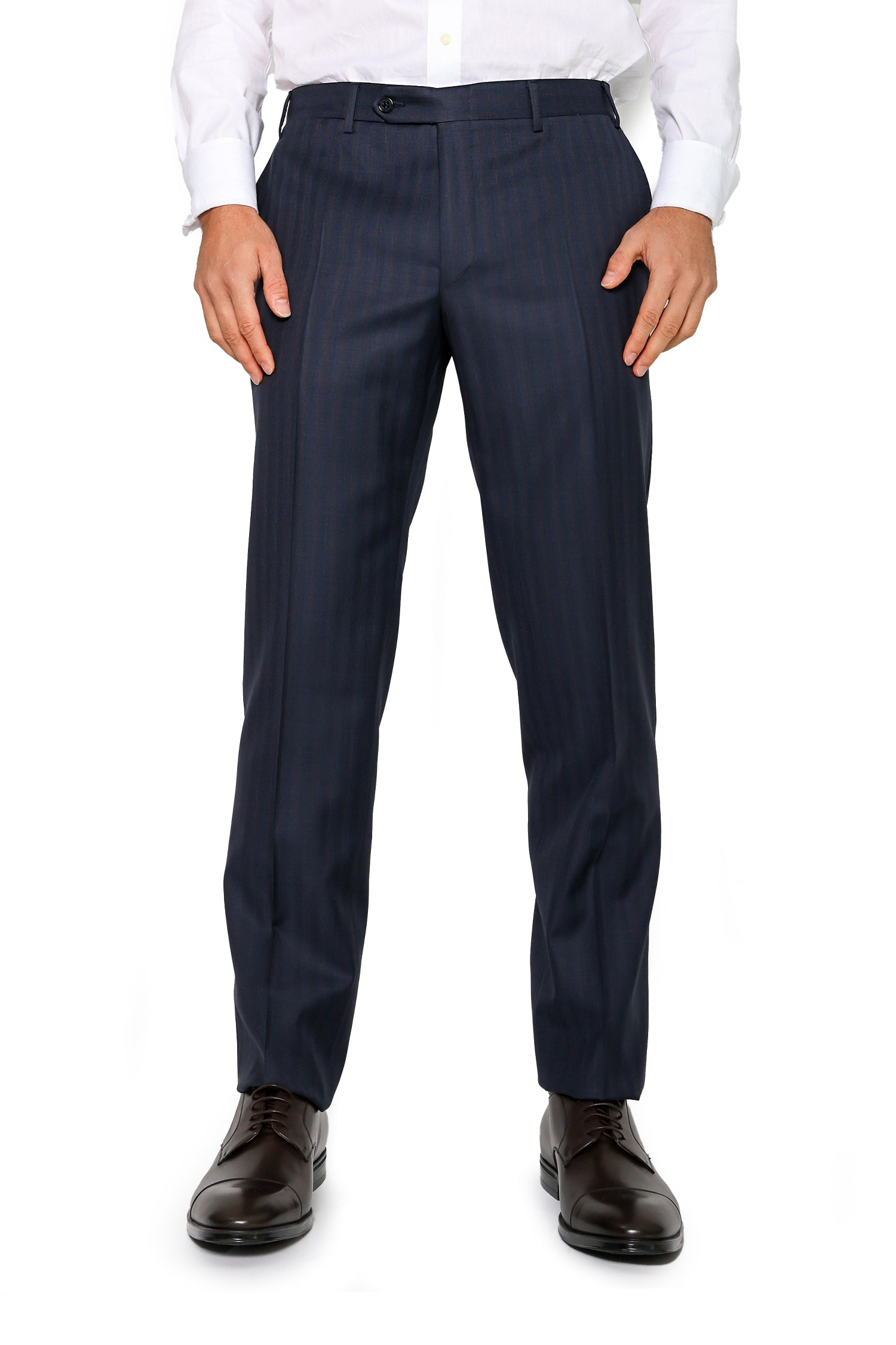 CANALI | Two-Tone Subtle Stripe Suit | Navy & Dark Brown