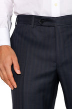 CANALI | Two-Tone Subtle Stripe Suit | Navy & Dark Brown