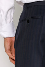 CANALI | Two-Tone Subtle Stripe Suit | Navy & Dark Brown