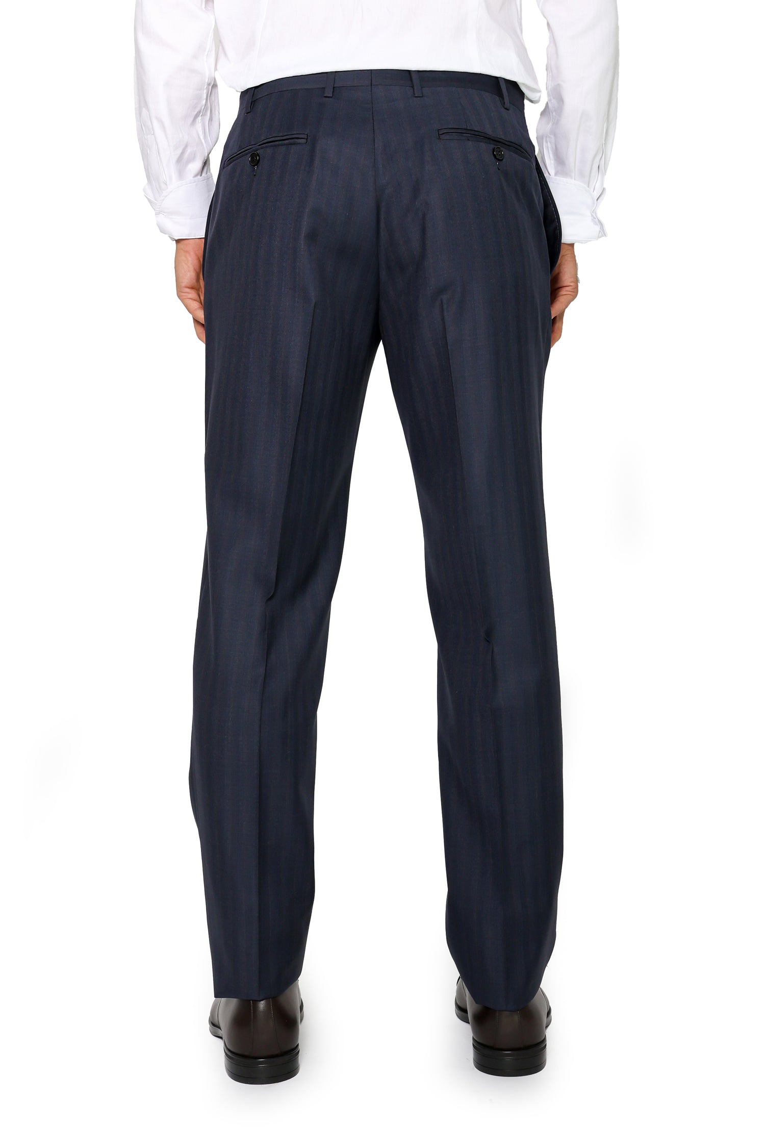 CANALI | Two-Tone Subtle Stripe Suit | Navy & Dark Brown