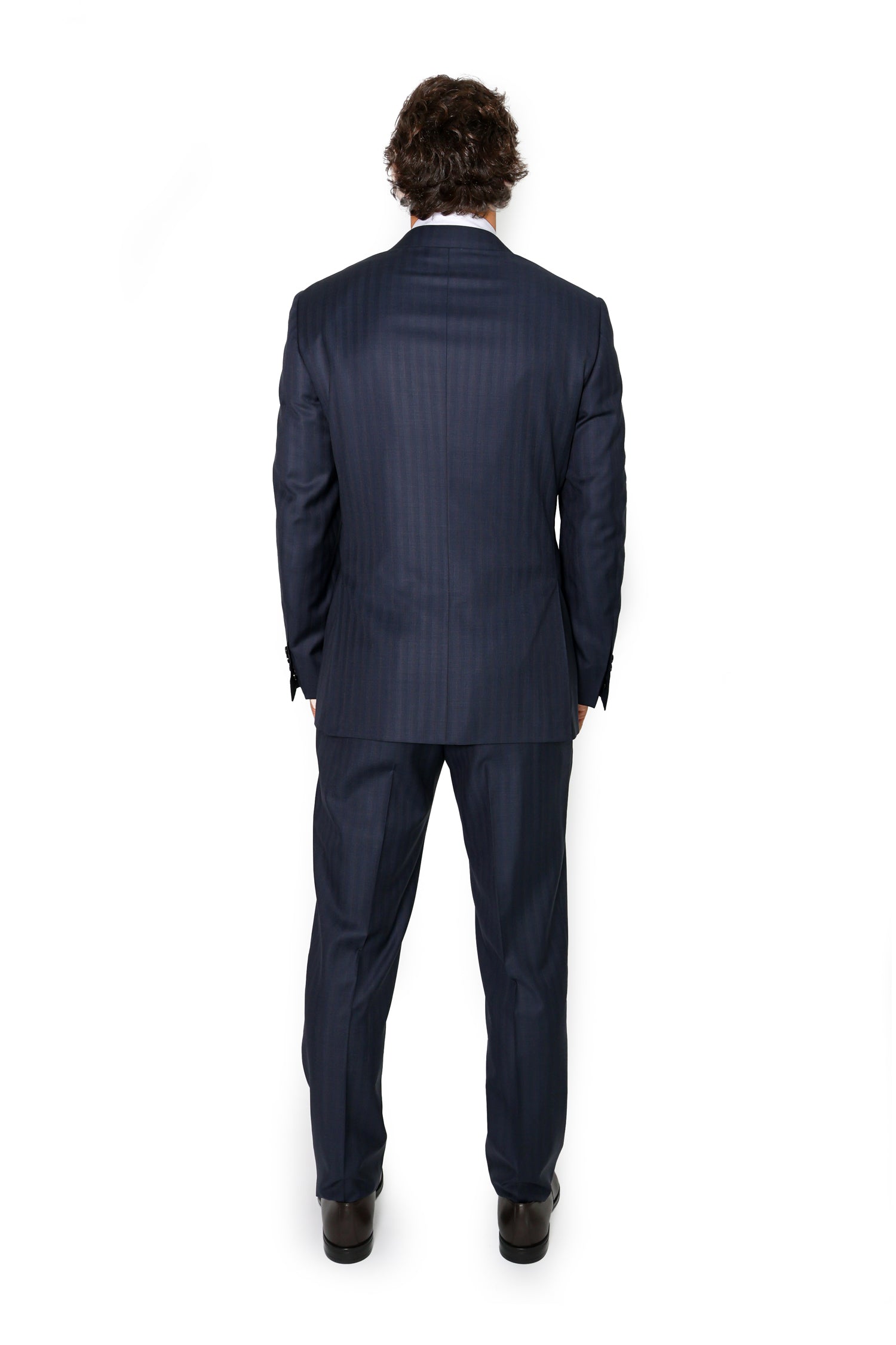CANALI | Two-Tone Subtle Stripe Suit | Navy & Dark Brown