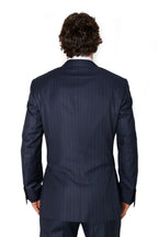 CANALI | Two-Tone Subtle Stripe Suit | Navy & Dark Brown