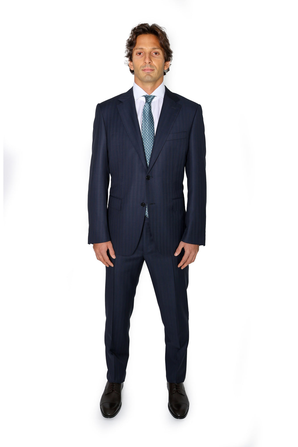 CANALI | Two-Tone Subtle Stripe Suit | Navy & Dark Brown