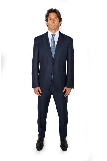 CANALI Navy & Dark Brown Two-Tone Subtle Stripe Suit
