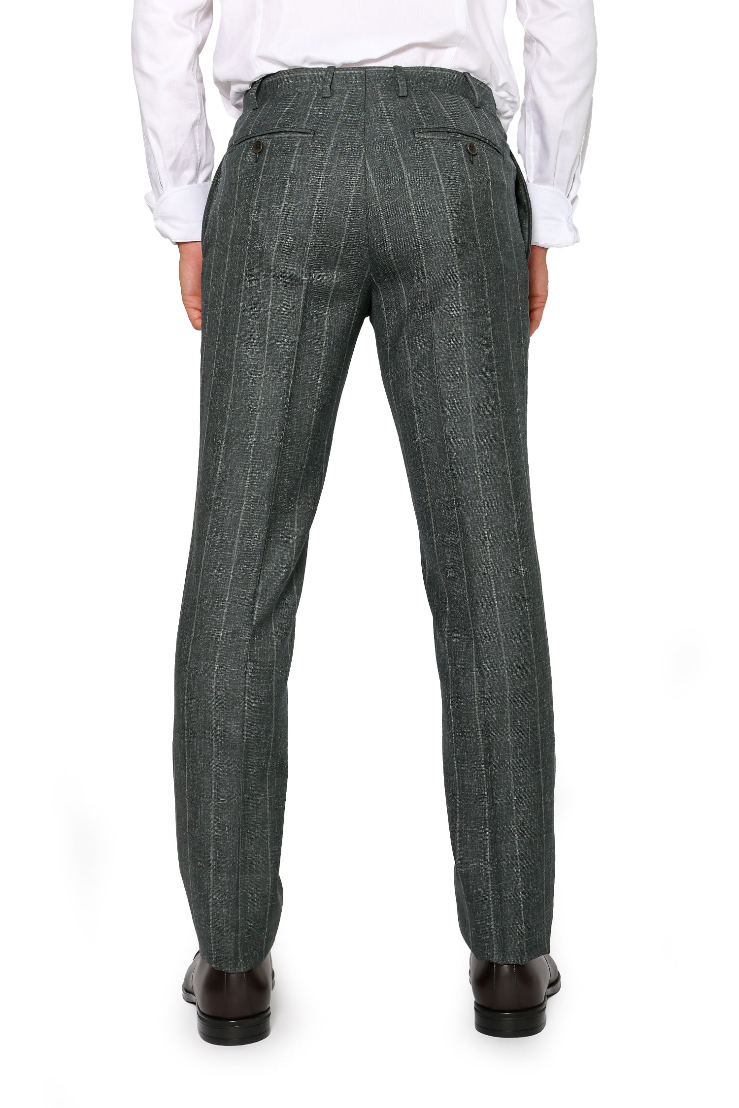 CANALI | 1 Pleat Pinstripe Trousers | Forest Green