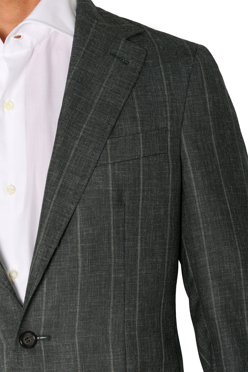 CANALI | Wide Pinstripe Suit | Forest Green