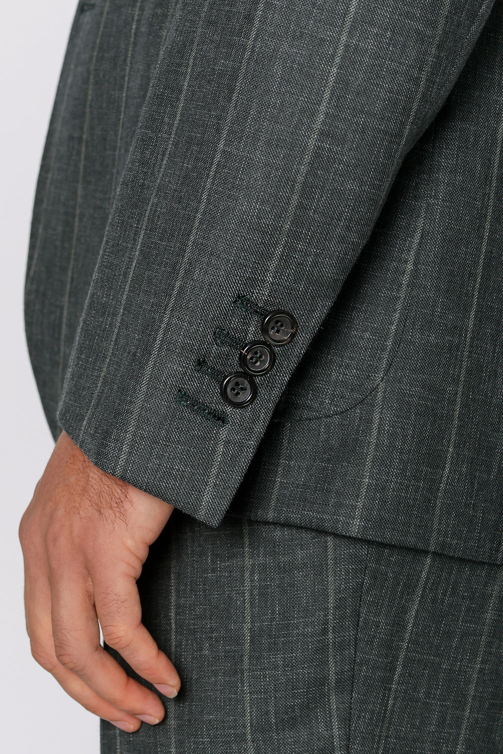 CANALI | Wide Pinstripe Suit | Forest Green