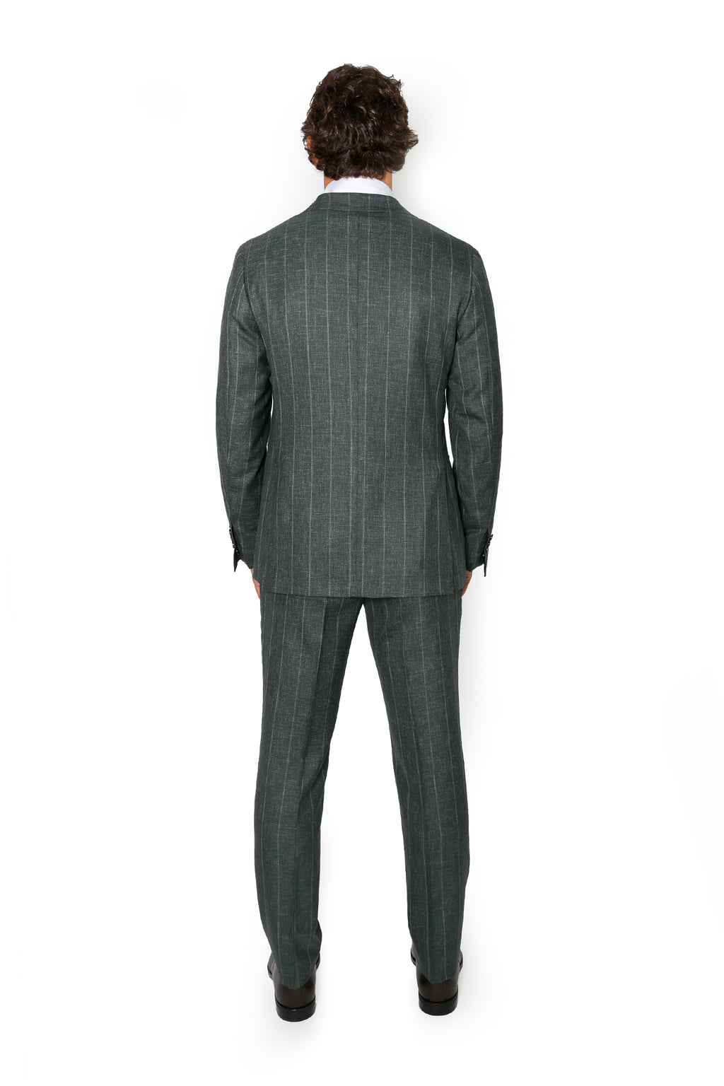 CANALI | Wide Pinstripe Suit | Forest Green
