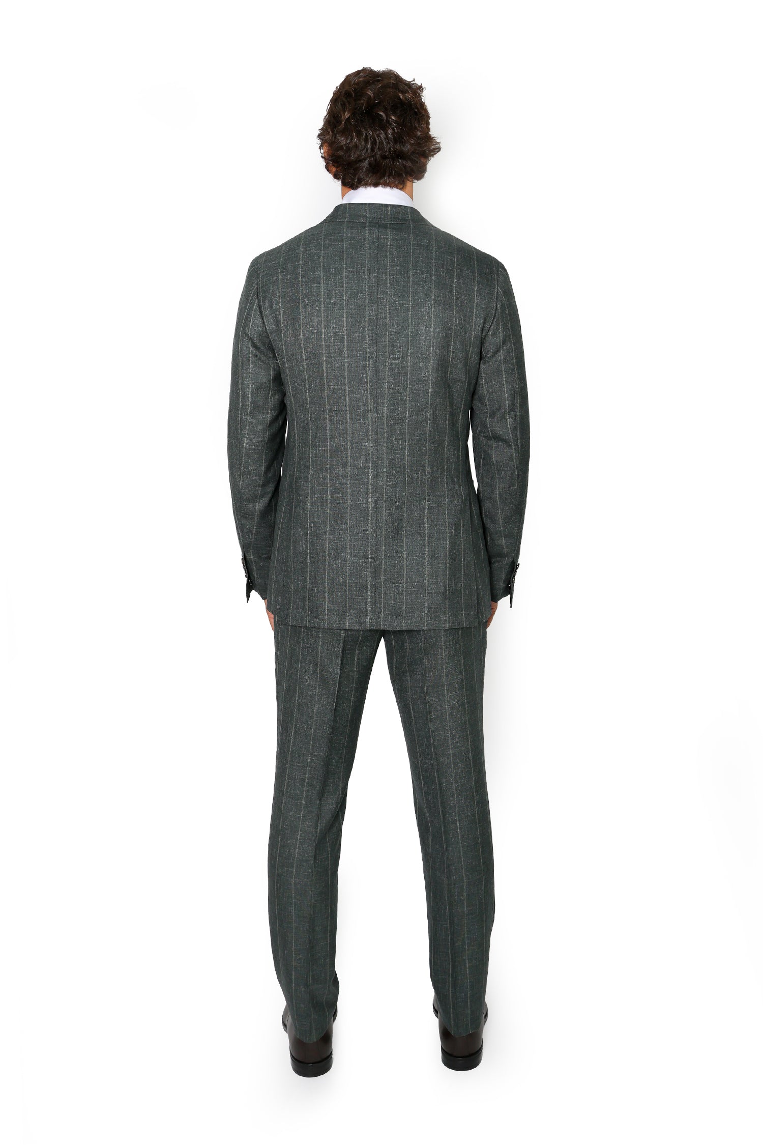 CANALI | Wide Pinstripe Suit | Forest Green