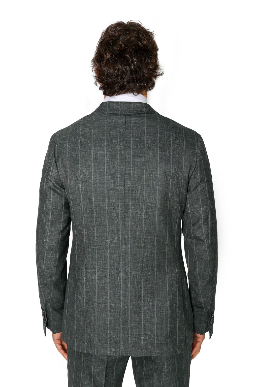 CANALI | Wide Pinstripe Suit | Forest Green