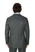 CANALI | Wide Pinstripe Suit | Forest Green