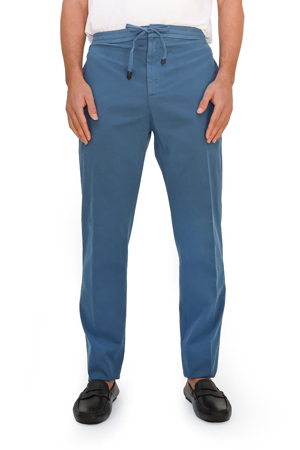 CANALI | Cotton Drawstring Trousers | Teal