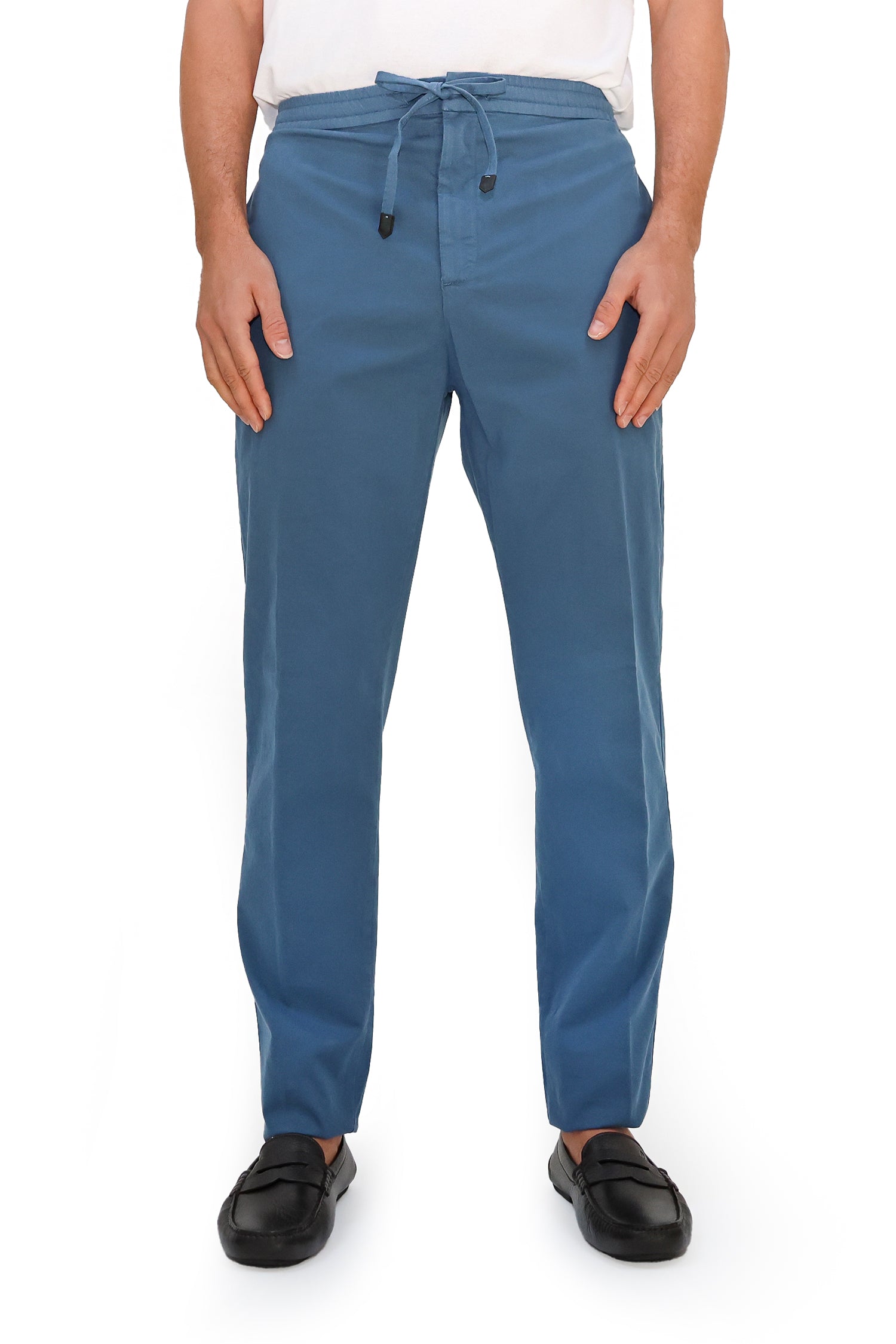 CANALI | Cotton Drawstring Trousers | Teal