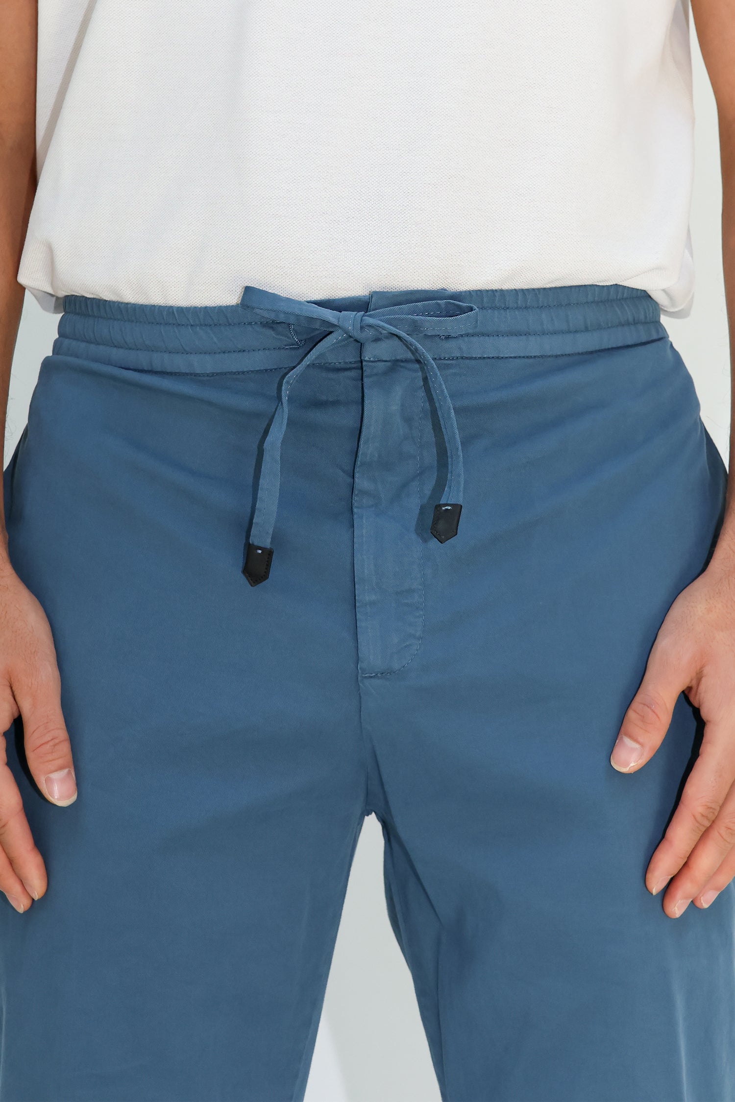 CANALI | Cotton Drawstring Trousers | Teal