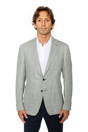 CANALI | Houndstooth Jacket | Green & Cream