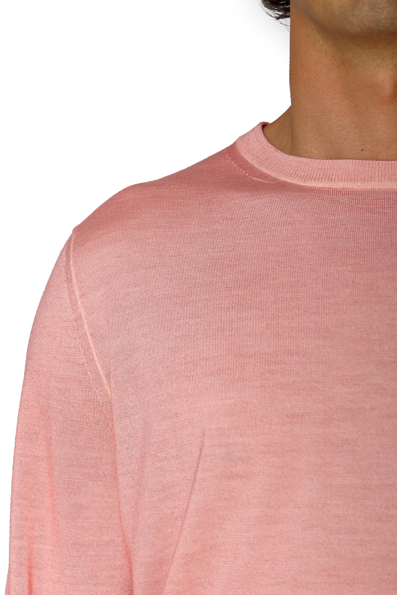 CANALI | Exclusive Wool-Silk Crew Neck Knit | Rose