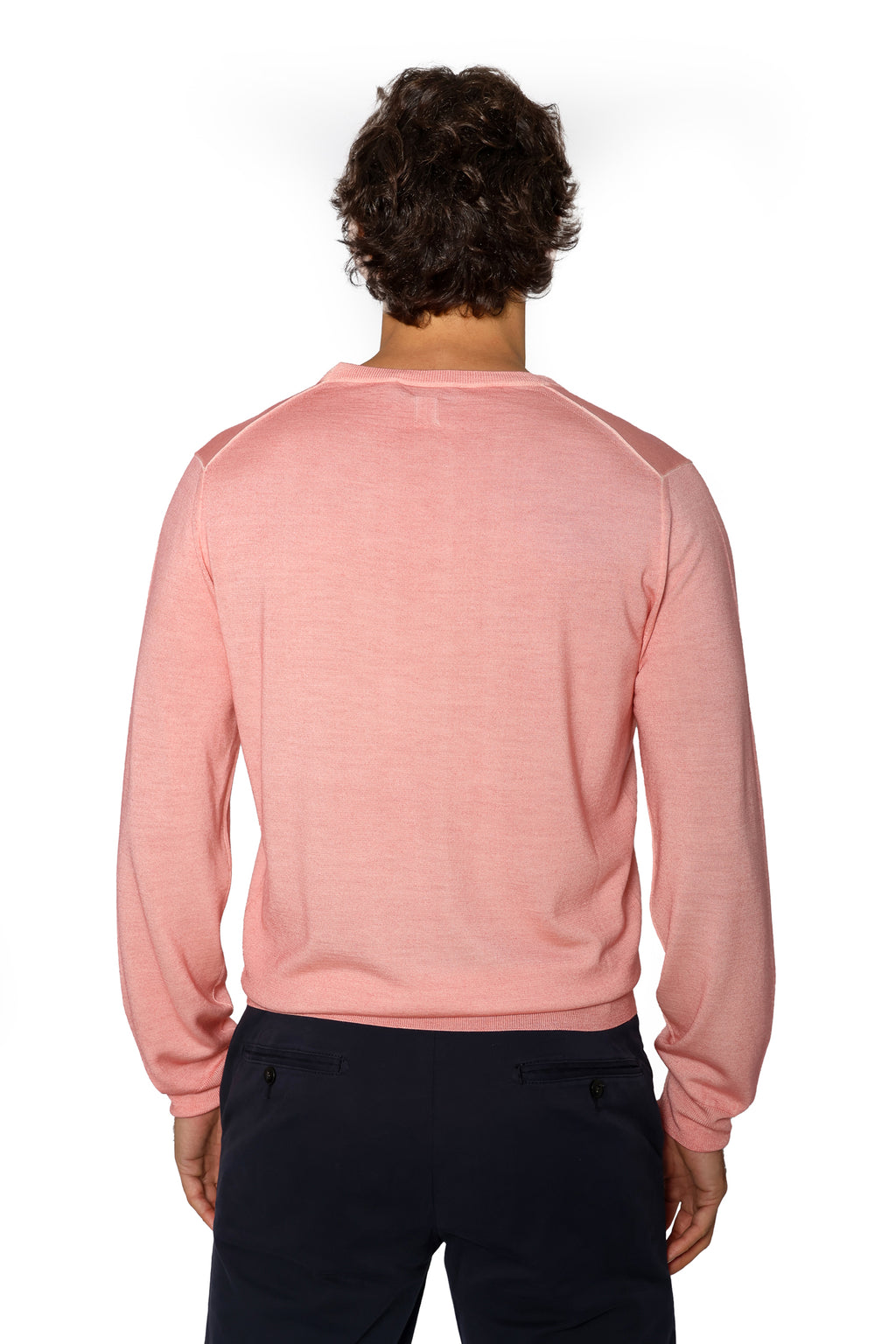 CANALI | Exclusive Wool-Silk Crew Neck Knit | Rose