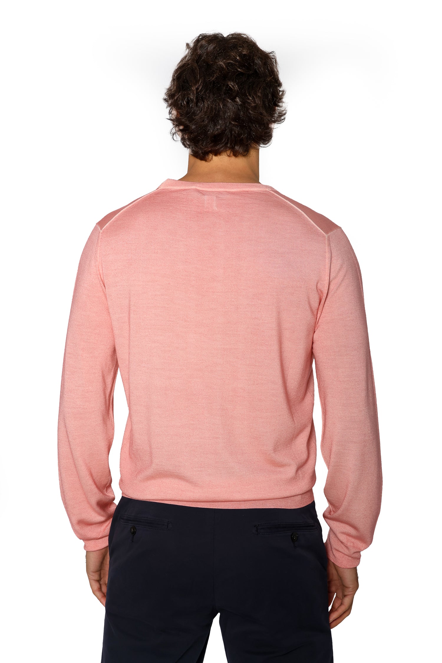 CANALI | Exclusive Wool-Silk Crew Neck Knit | Rose