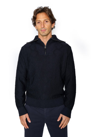 CANALI Dark Navy Zipped Collar Knit