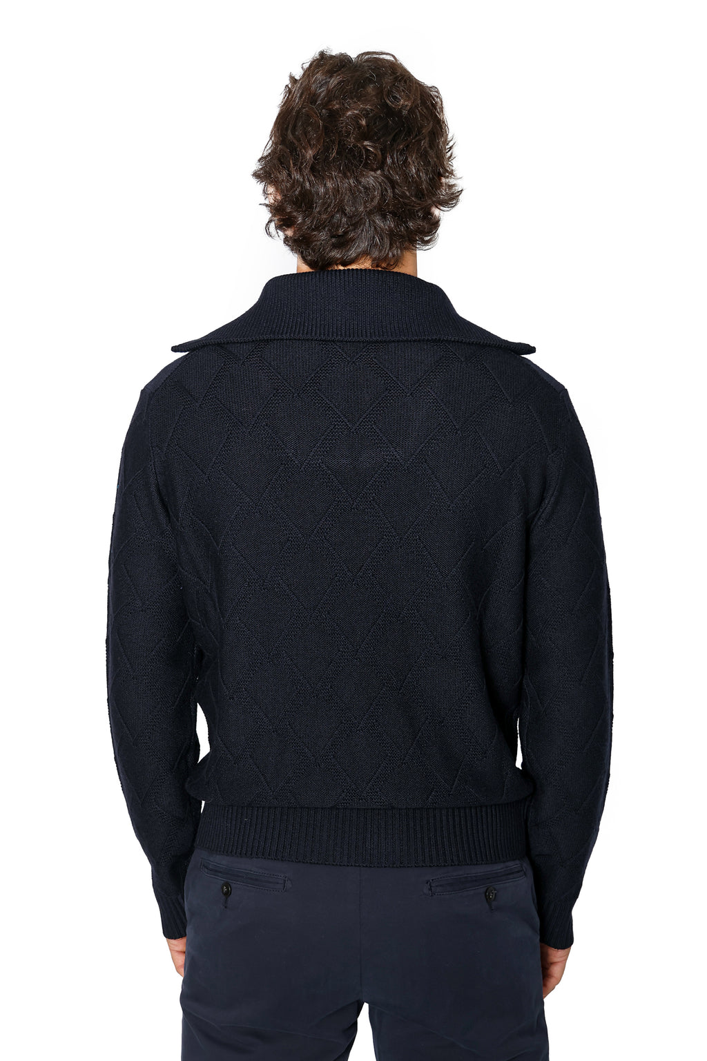 CANALI | Zipped Collar Knit | Dark Navy