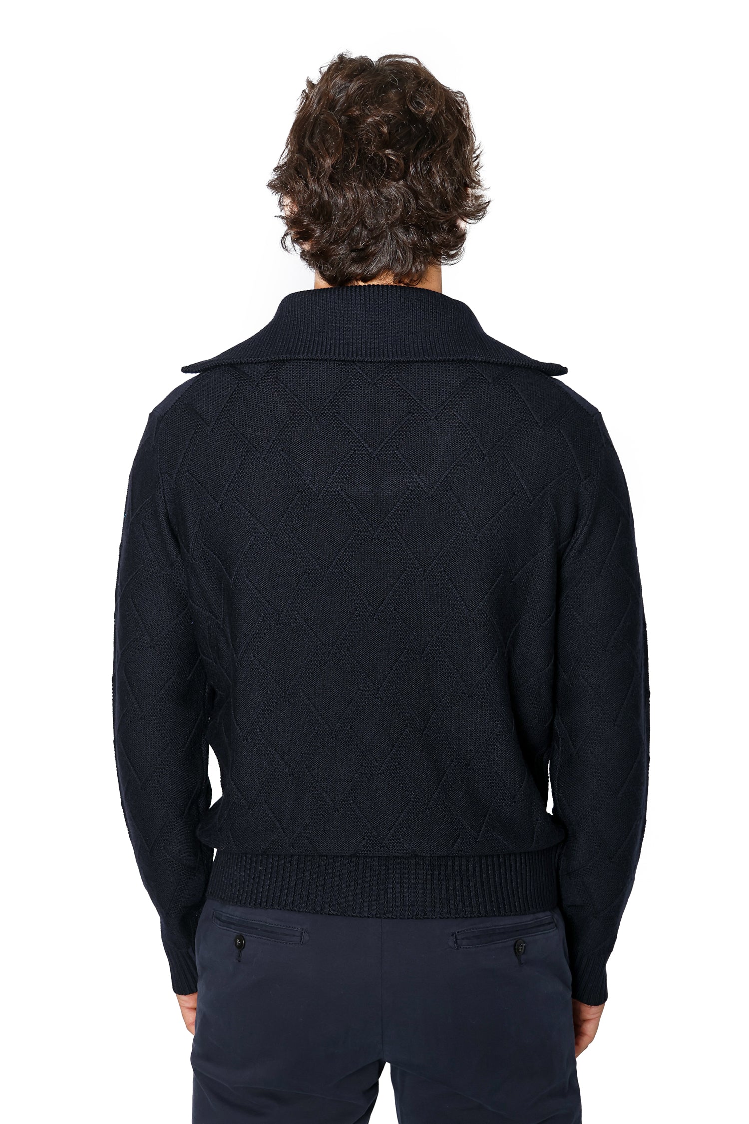 CANALI | Zipped Collar Knit | Dark Navy