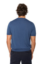 CANALI | Knitted Crew Neck Cotton T-shirt | Blue