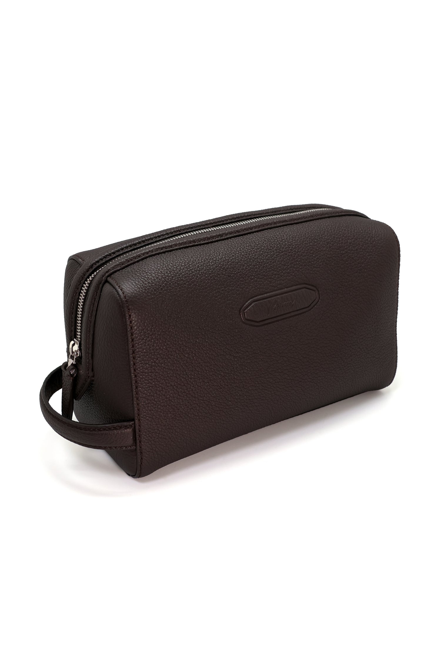 BRIONI | Leather Washbag | Dark Brown