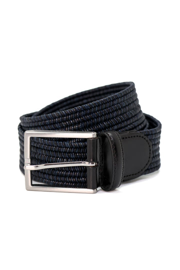 CANALI | Elasticated Two-Tone Belt | Navy & Black
