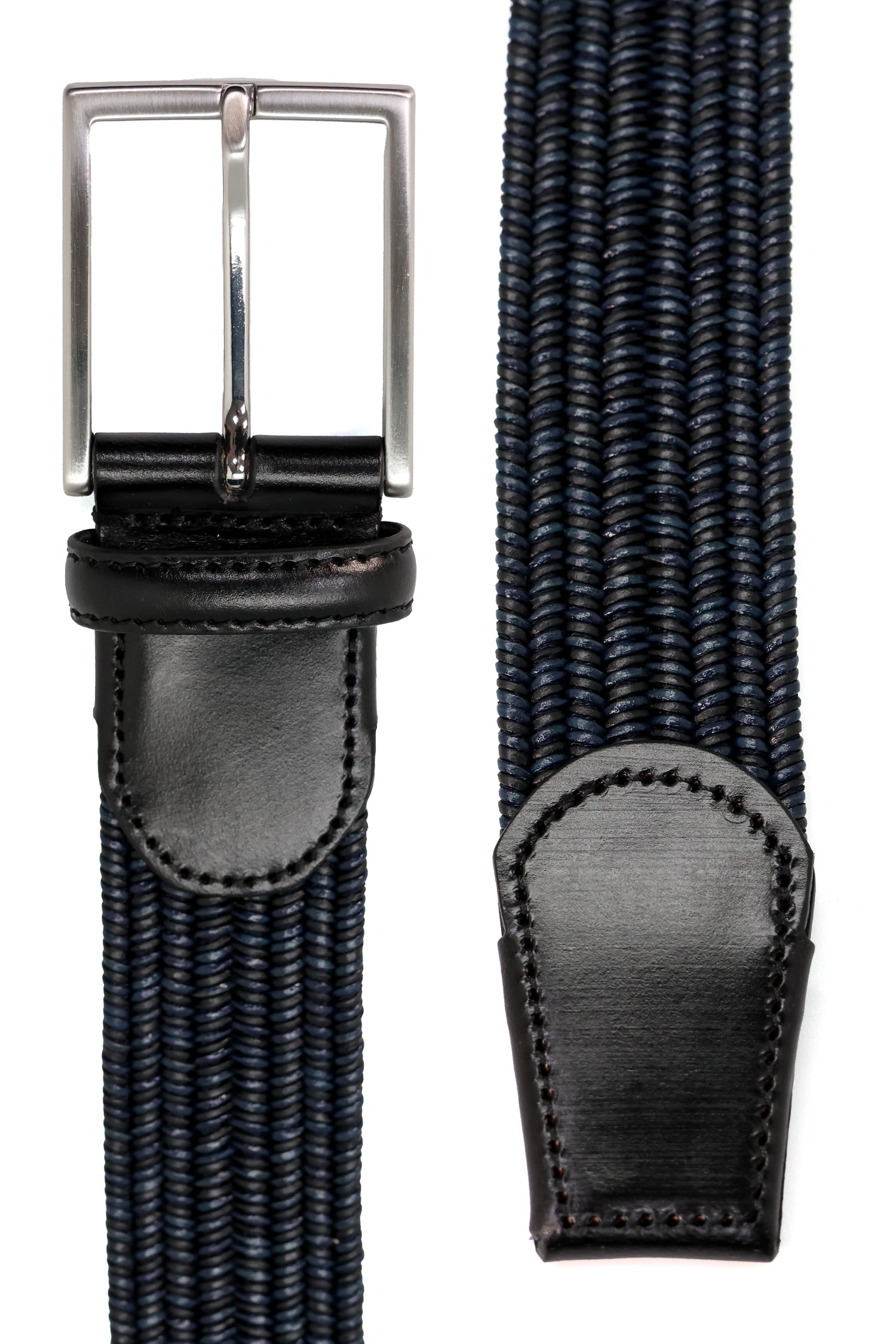 CANALI | Elasticated Two-Tone Belt | Navy & Black