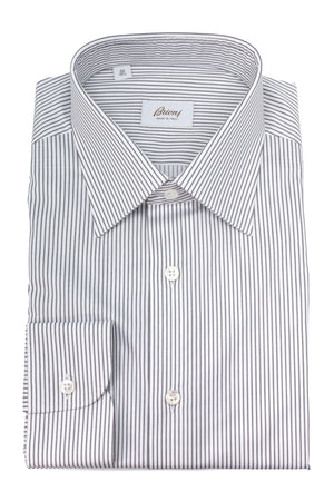 BRIONI | Clark Striped Shirt | Grey & White