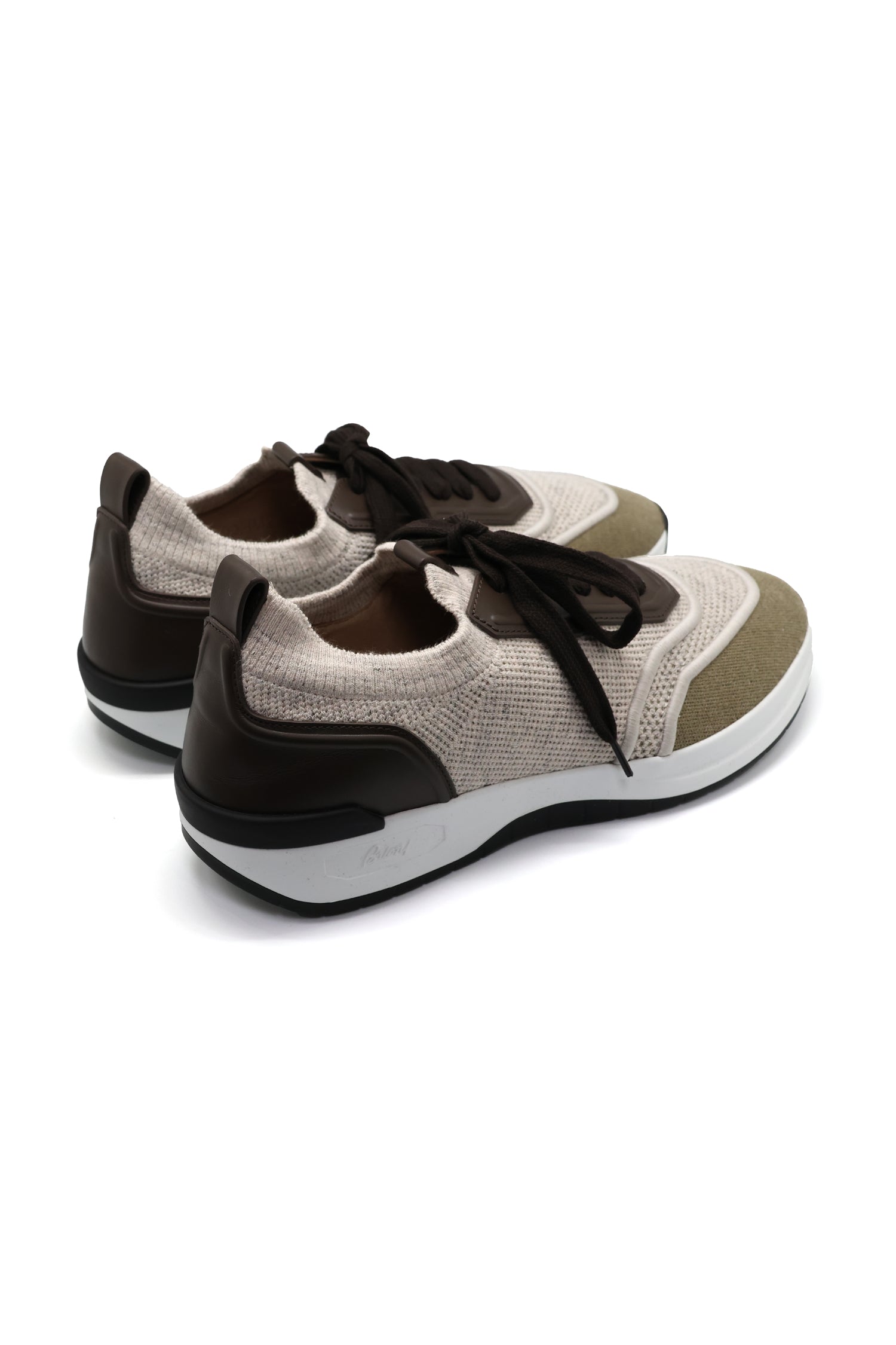 BRIONI | Elasticated Sneaker Leather Trims | Beige & Khaki