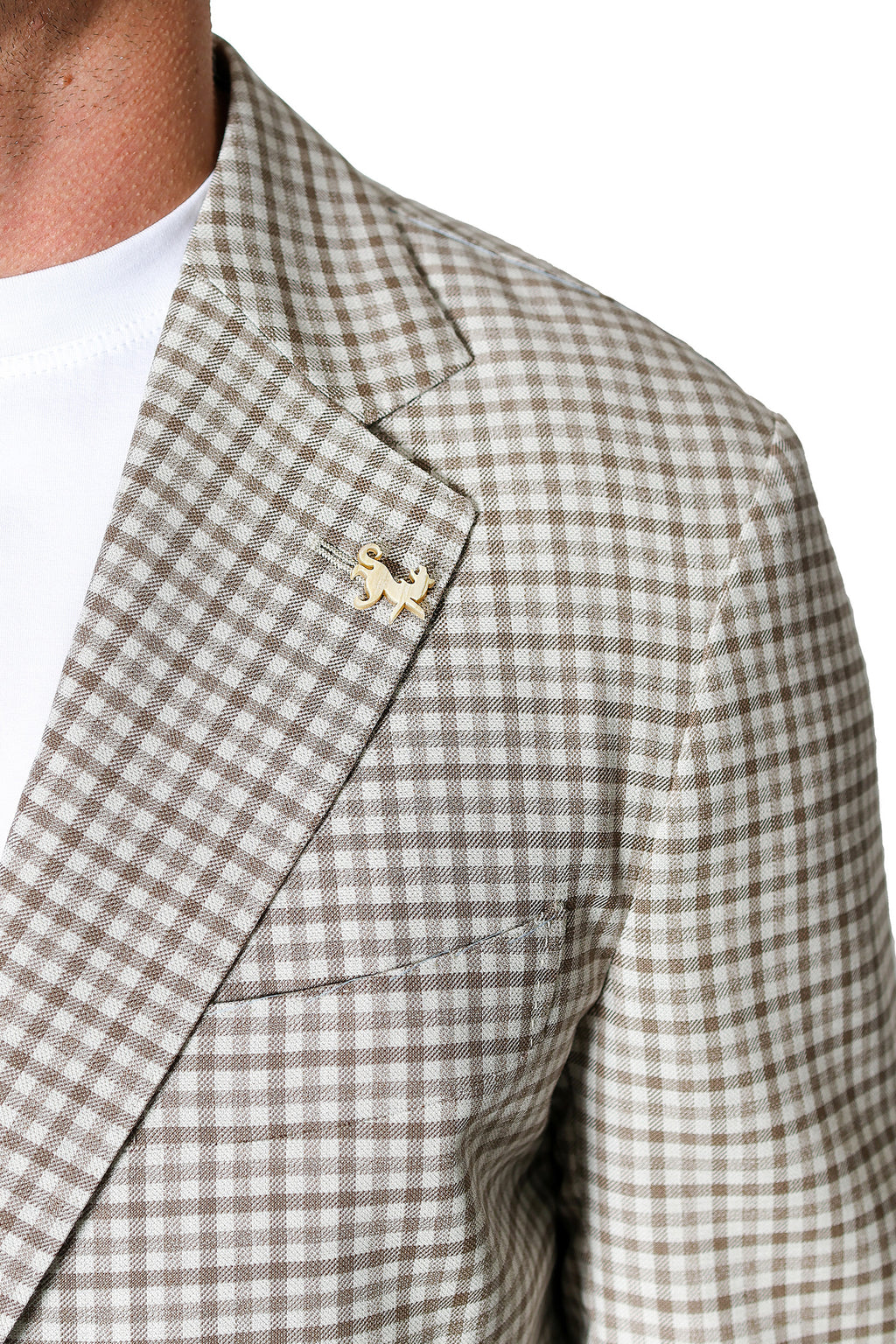 TOMBOLINI | Zero-Gravity Check Jacket | Coffee & Cream