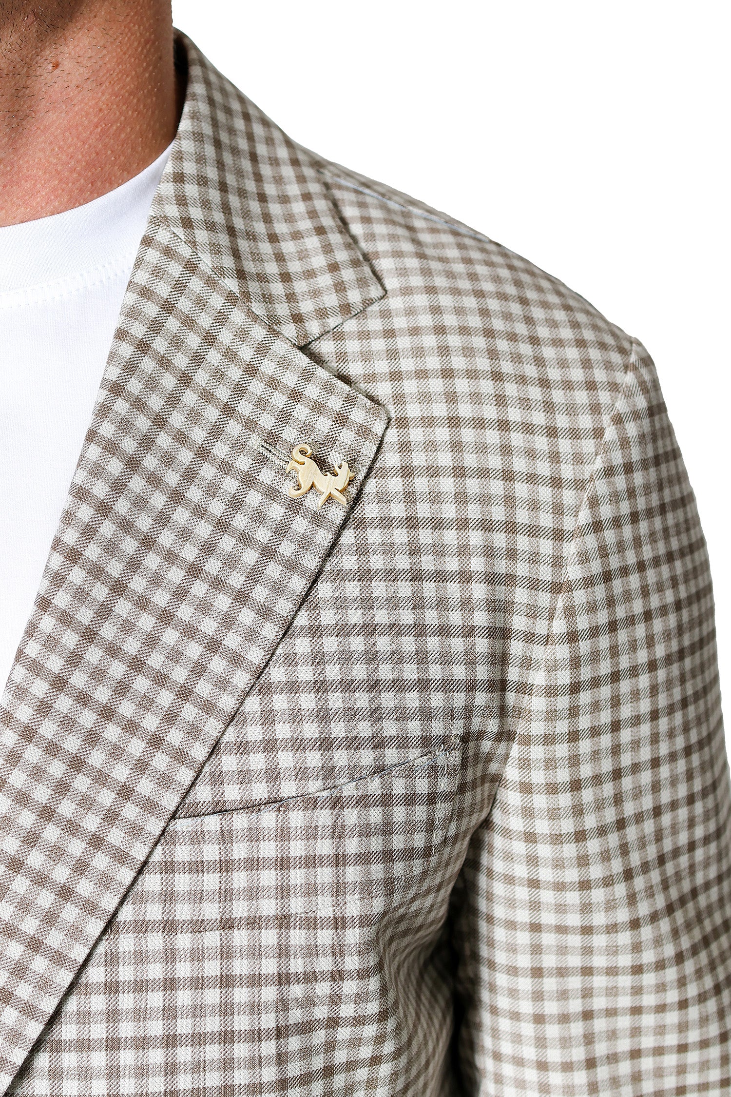 TOMBOLINI | Zero-Gravity Check Jacket | Coffee & Cream